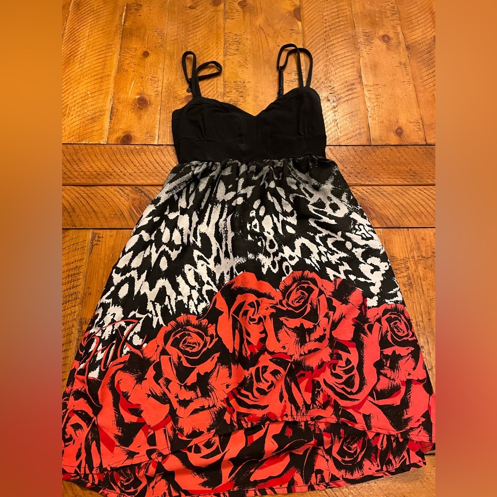 Rose and Black Dress
